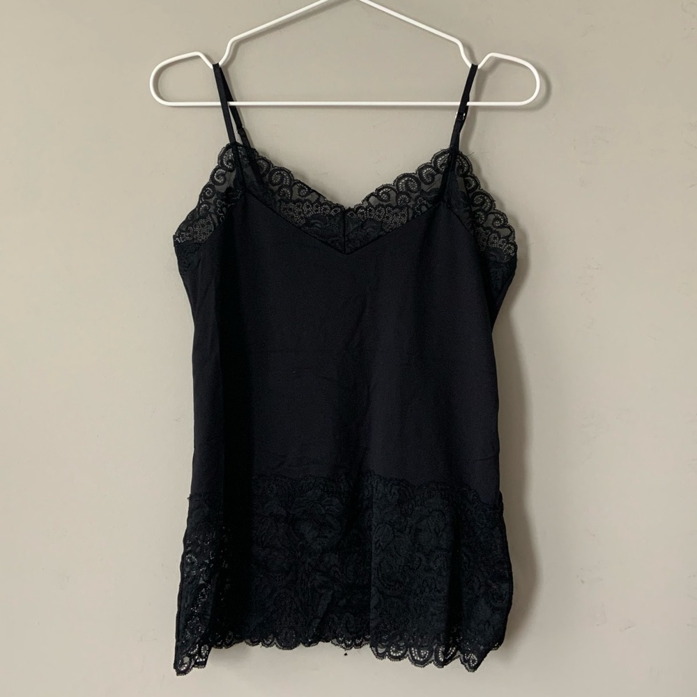 White House Black Market Black Lace Hem Camisole